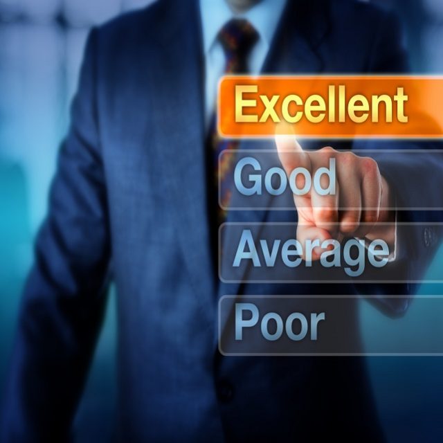 person selecting customer reviews